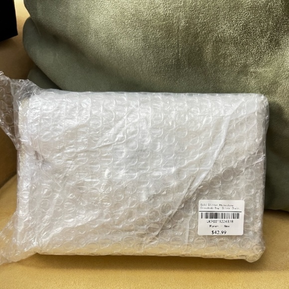 NWT Gold Glitter & Rhinestone Accent Envelope Evening/Clutch/Crossbody Bag - Picture 14 of 14